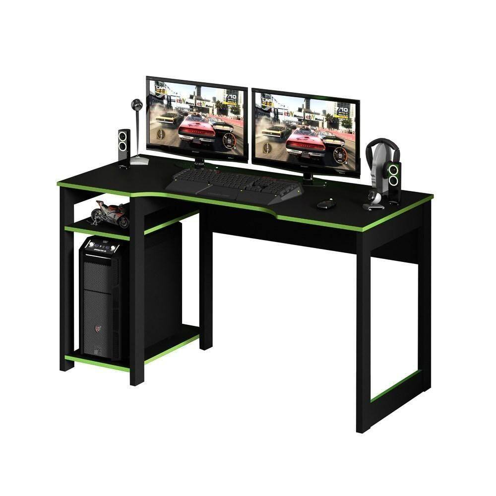 Mesa Para Gamer Me4152 Preto-verde - Tecno Mobili