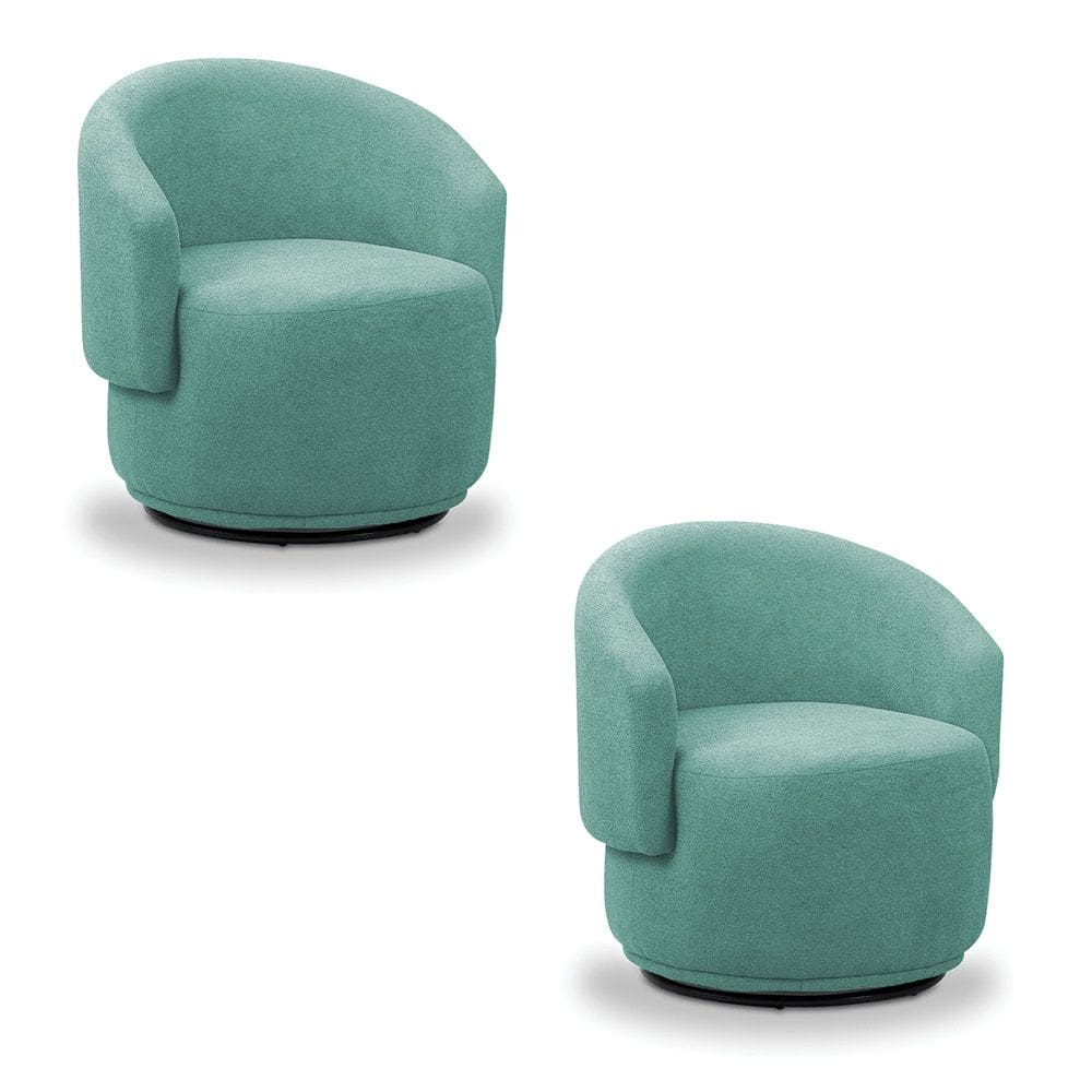Poltrona Decorativa Orgânica Giratória Kit 2 Névoa Bouclê Azul Turquesa E03 - D`Rossi
