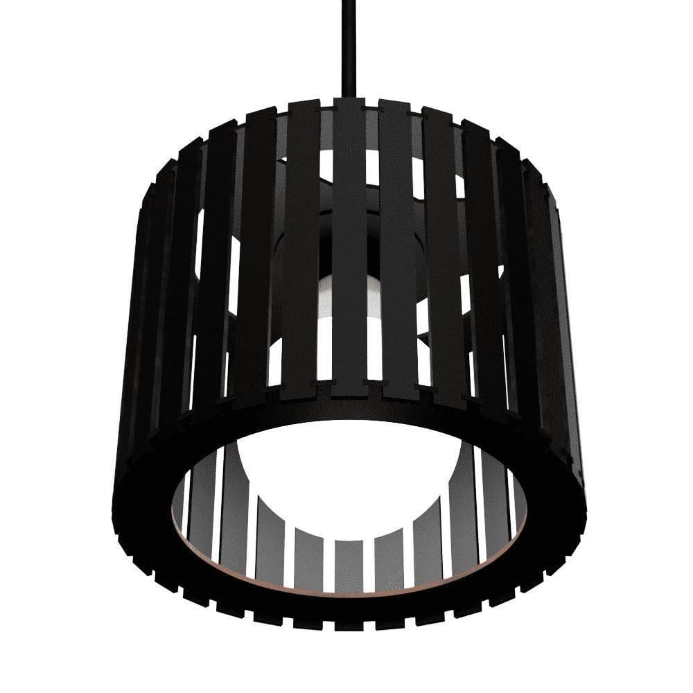 Luminária Pendente Tóquio Modelo Ripado Preta