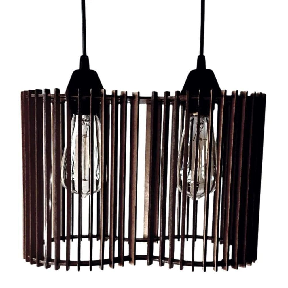 Luminária Pendente América Modelo Ripado Preta