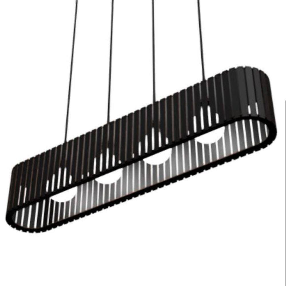 Luminária Pendente Centauro Modelo Ripado Preta