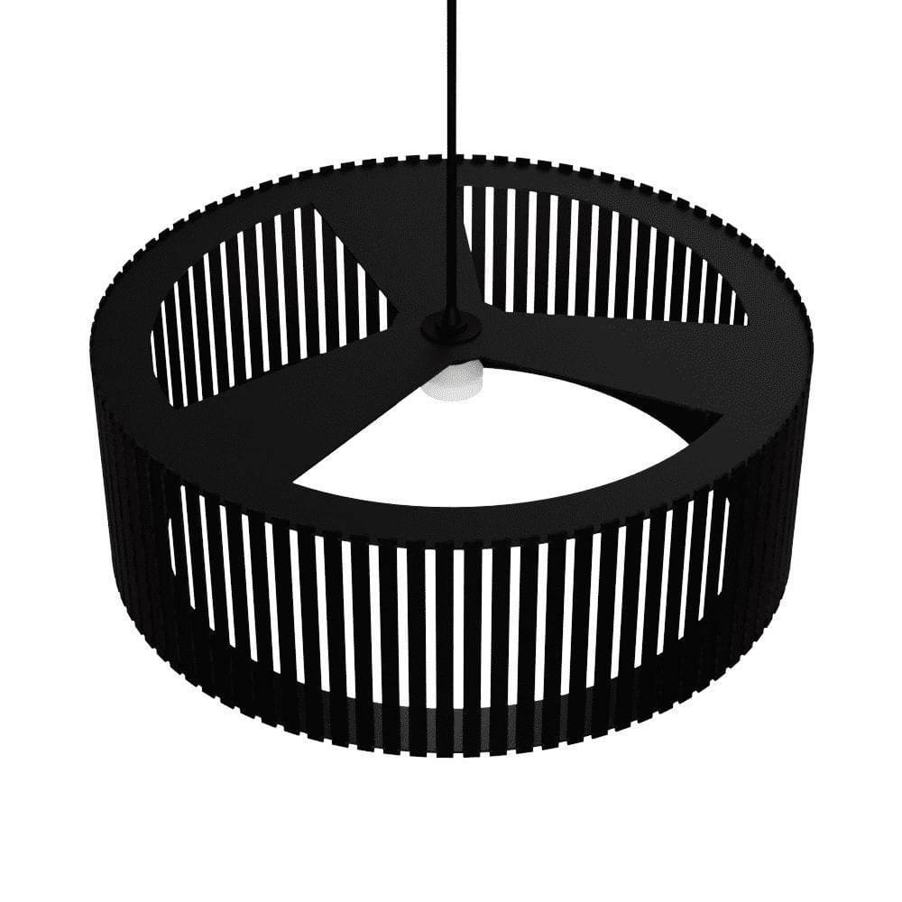 Luminária Pendente Vênus Modelo Ripado Preta