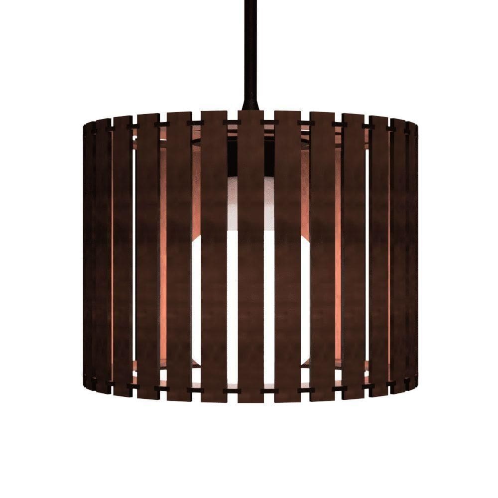 Luminária Pendente Tóquio Modelo Ripado Marrom