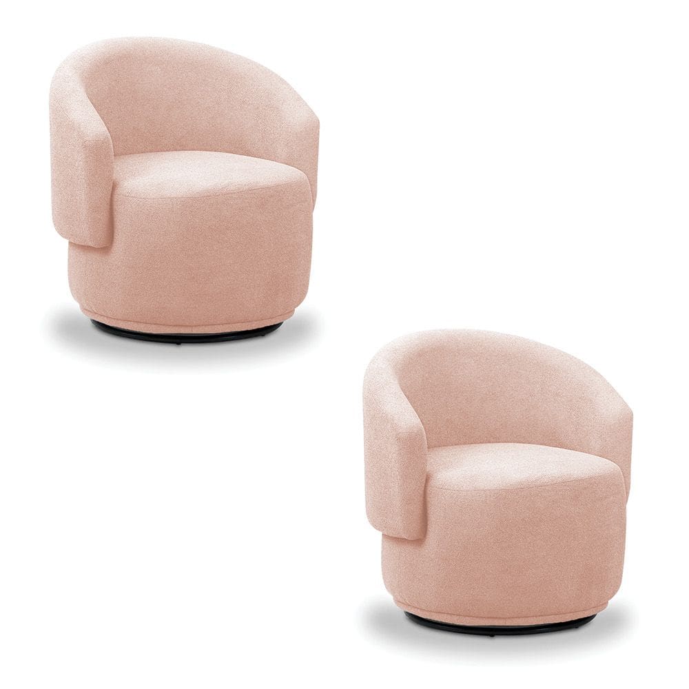 Poltrona Decorativa Orgânica Giratória Kit 2 Névoa Bouclê E03 - D`Rossi