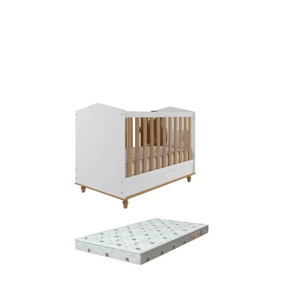 Berço Bebe MDF Dorabelly Sinha Com Colchão