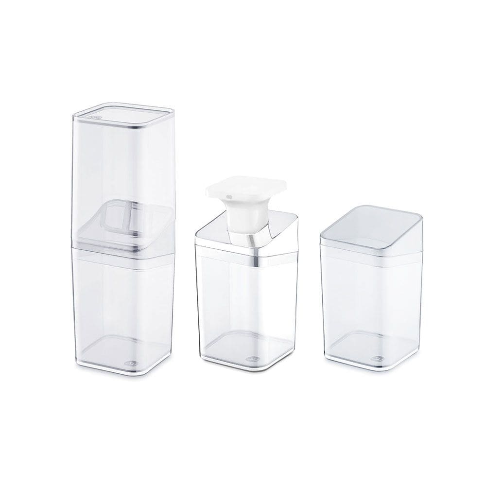 Porta Sabonete Liquido Escova Jogo Banheiro Transparente Kit