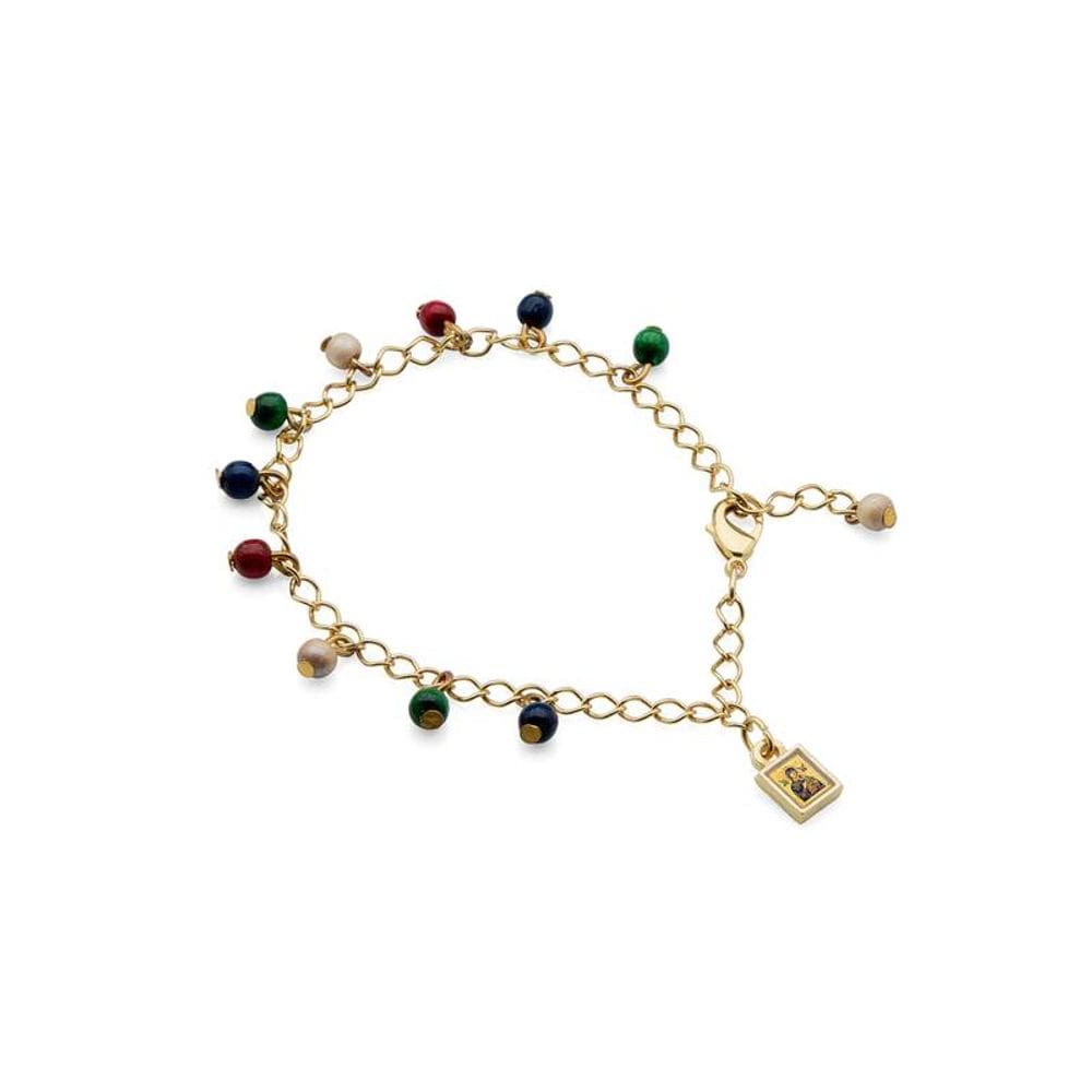 Pulseira Nossa Senhora de Perpétuo Socorro Metal Colorido 4mm