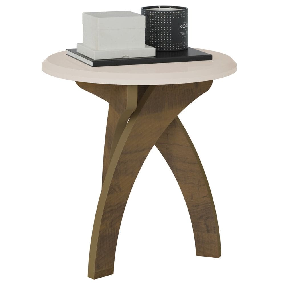 Mesa De Apoio Para Sala De Estar 51X50 cm Off White Pinho ARLY