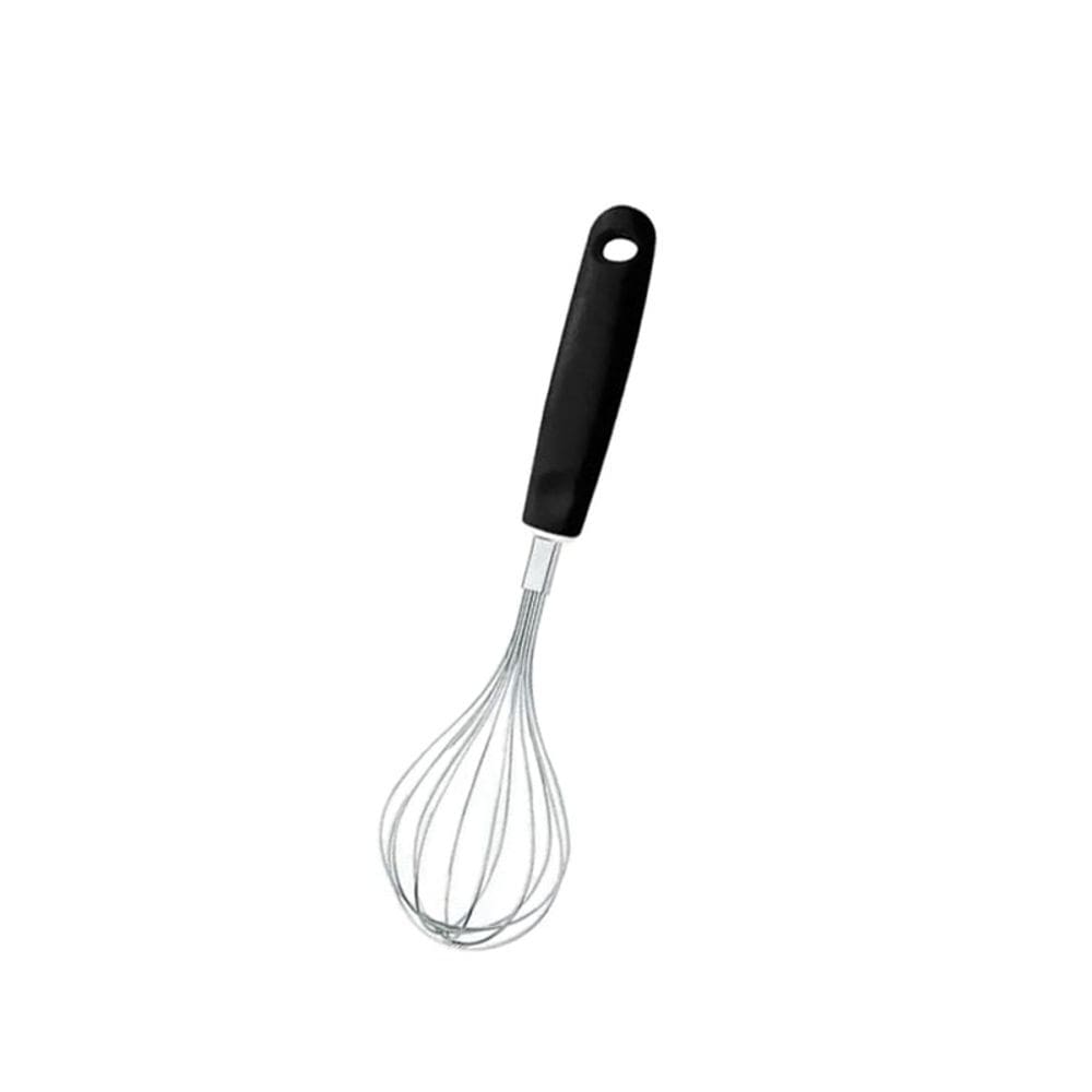 Batedor de Clara Manual Fouet Fios Inox Cabo Preto 28cm