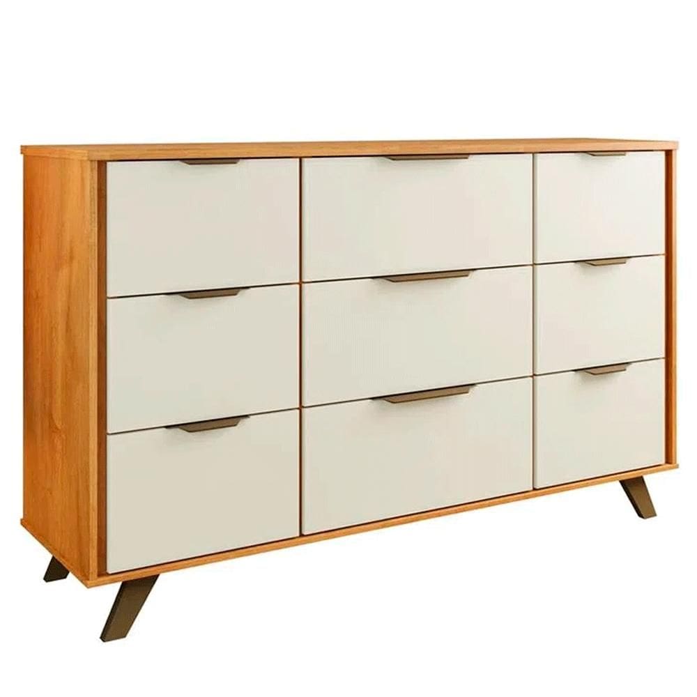 Cômoda 9 Gavetas Olímpia Peroba e Off White 136cm