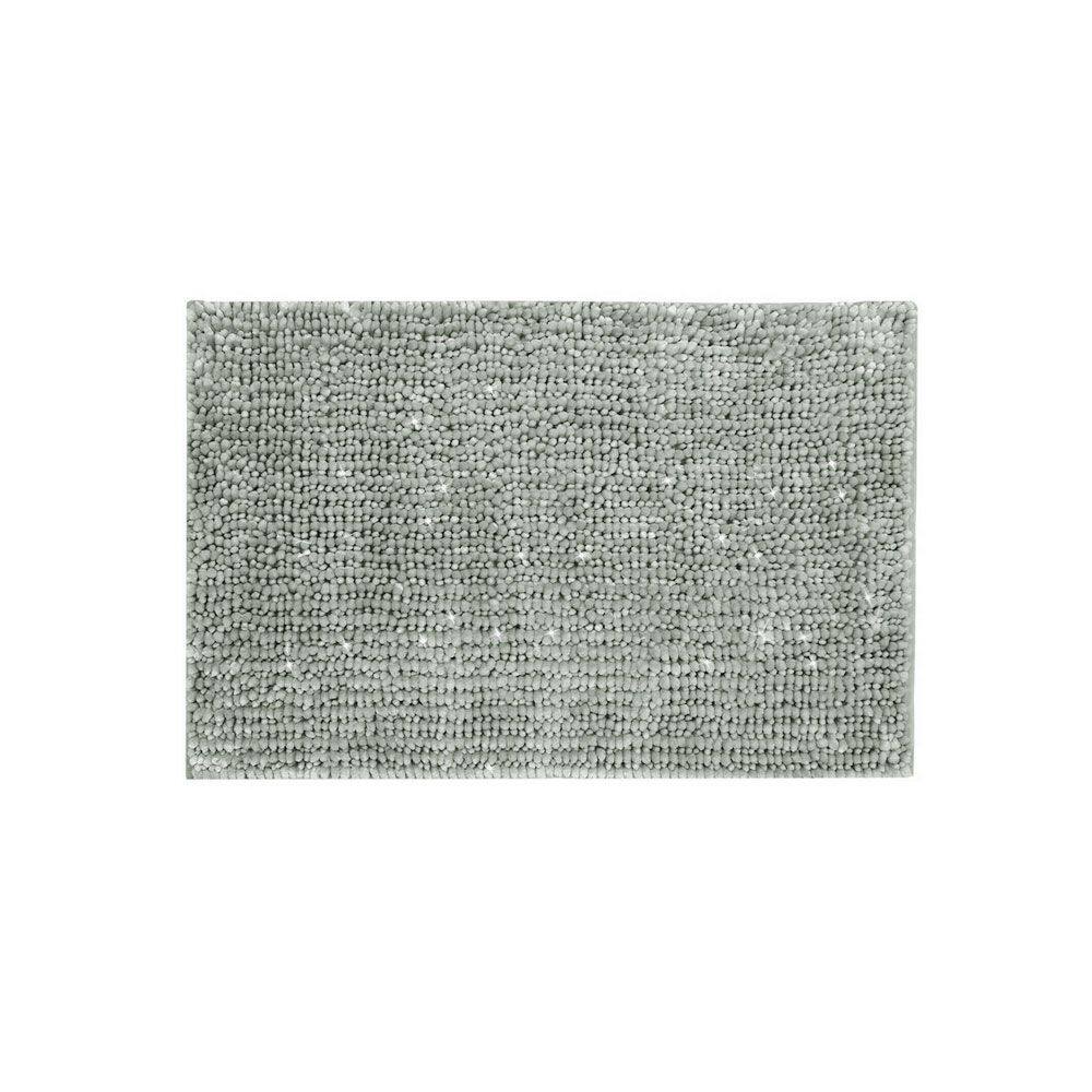 Tapete Antiderrapante Cinza Fio Prateado Banheiro 50x70cm