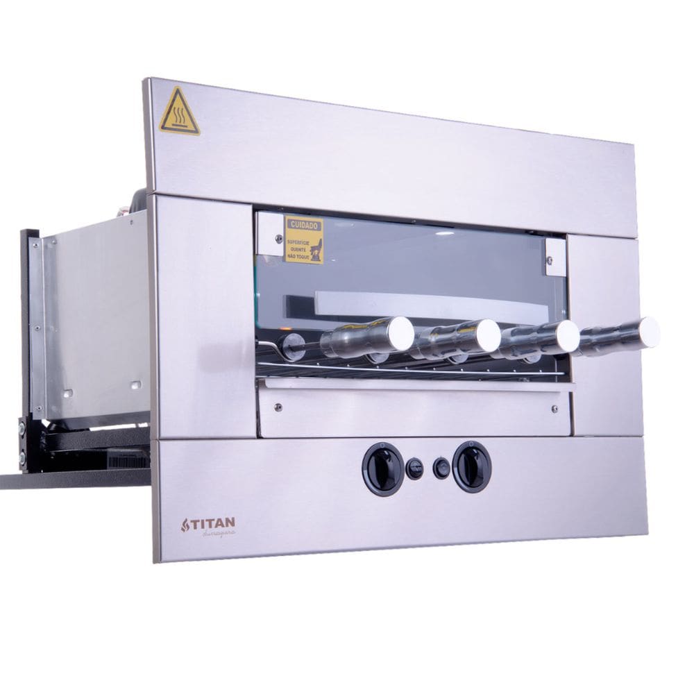 Churrasqueira a Gás de Embutir GLP 4 Espetos Rotativos 220v Age Titan