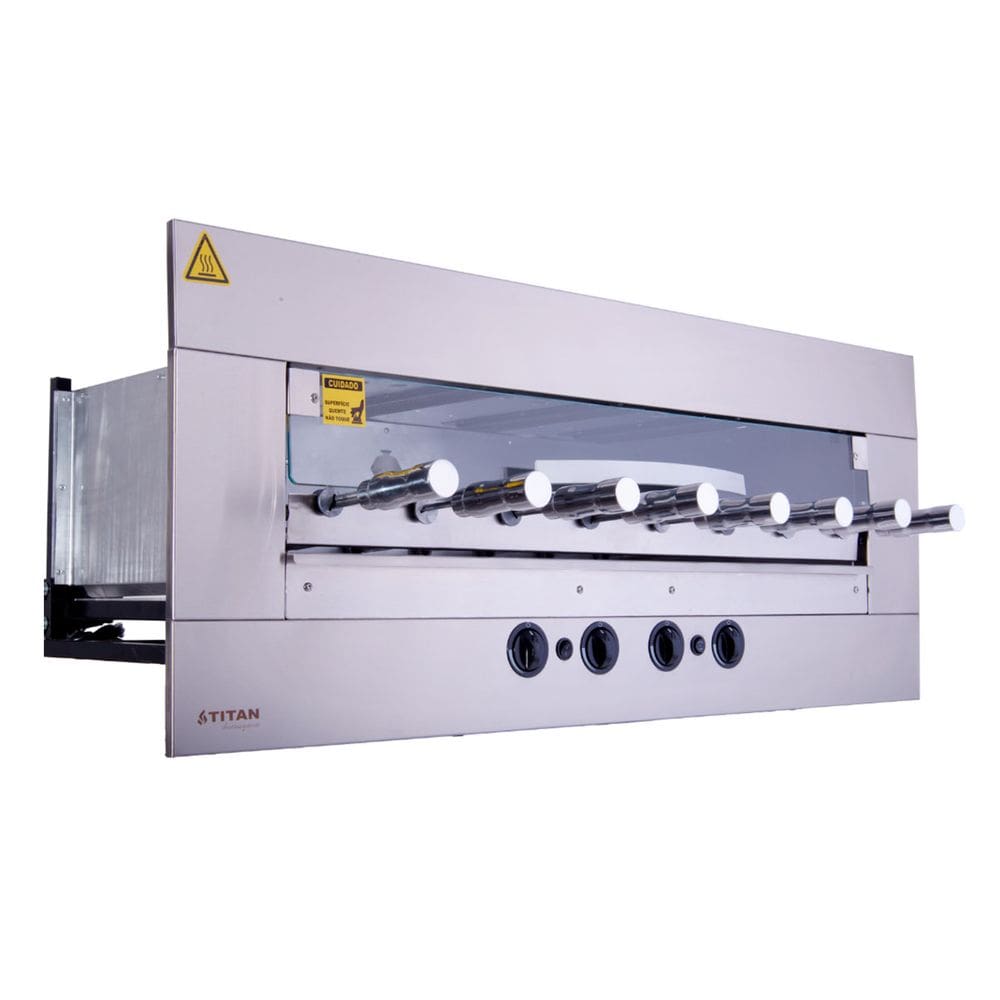 Churrasqueira a Gás Natural 8 Espetos Gourmet Rotativos 220v Age Titan