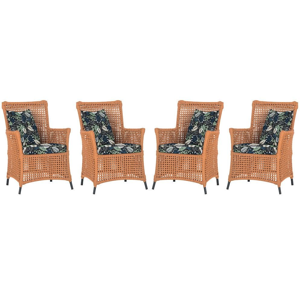 4 Poltronas Igapó Alumínio Micro Pintura Preta Corda Náutica Estofado 1