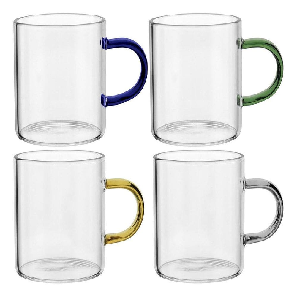 JOGO 4 XÍCARA CANECA ALÇA BOROSSILICATO 100ml 5x5x5cm TRANSPARENTE