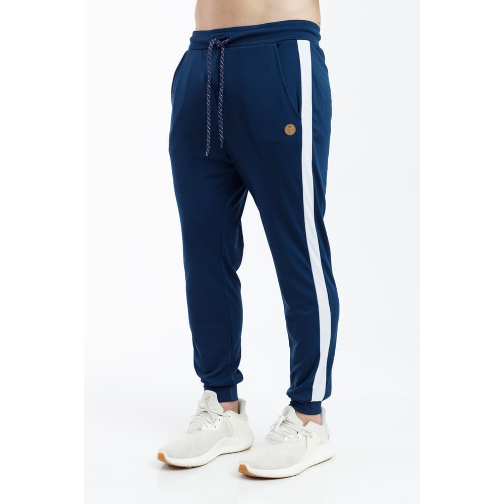 Calça Masculina Helanca Esportiva Faixa Lateral Marinho