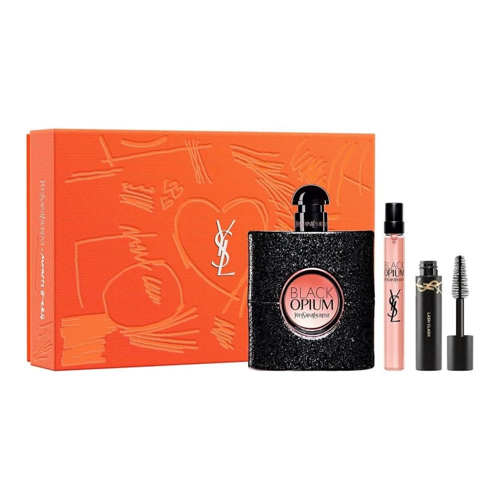 Conjunto de presente de perfume YVES SAINT LAURENT BLACK OPIUM 90 mL + 10 mL