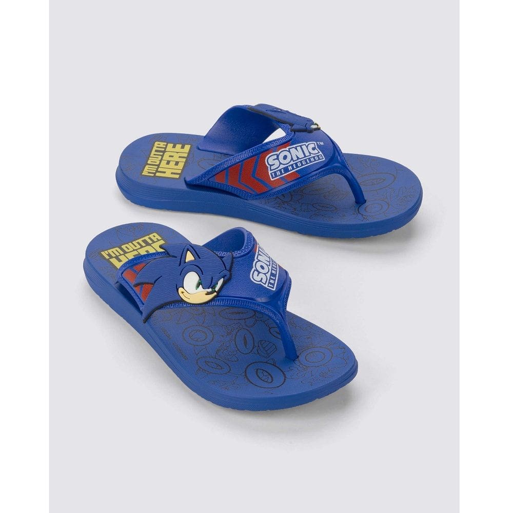Chinelo Infantil Sonic Rings Azul e Amarelo 25 - Grendene