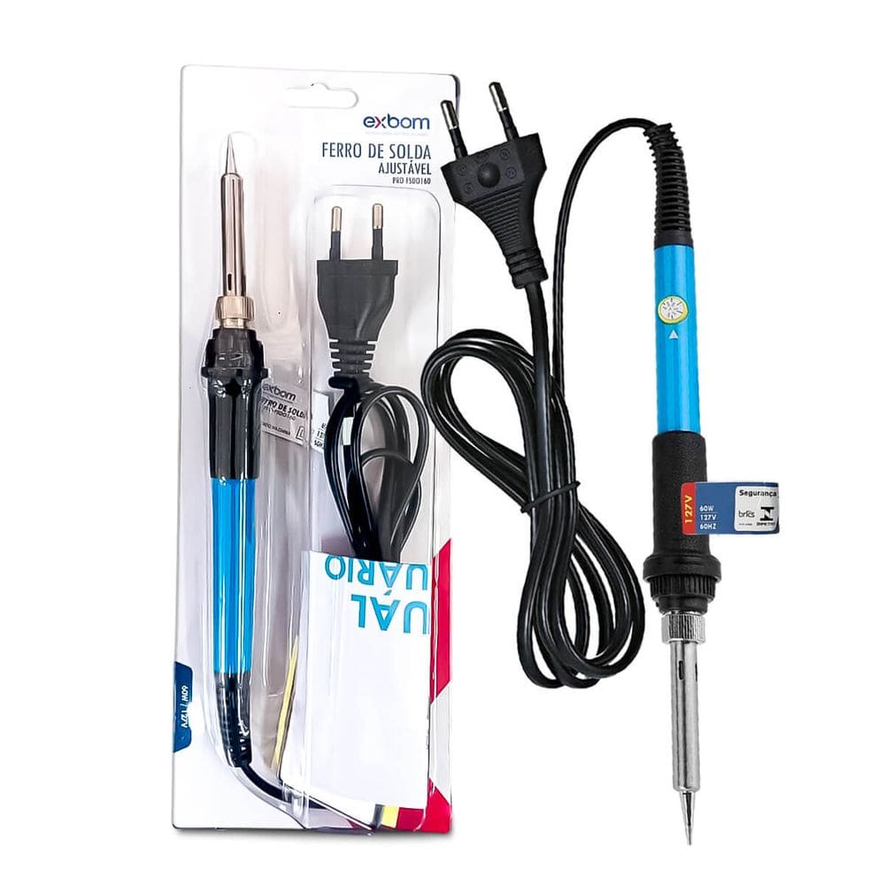 Ferro de Solda Elétrico 127V | Potência Ajustável 15-60W | 200°C a 450°C | 5 Ponteiras + Suporte + Esponja | Ideal para Reparos e Projetos