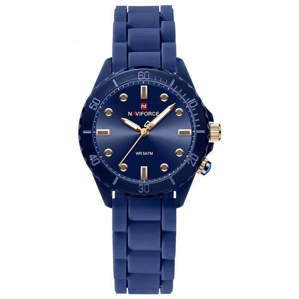 Relógio De Quartzo Feminino Design Casual Pulseira De Silicone 5atm à Prova D´agua Azul
