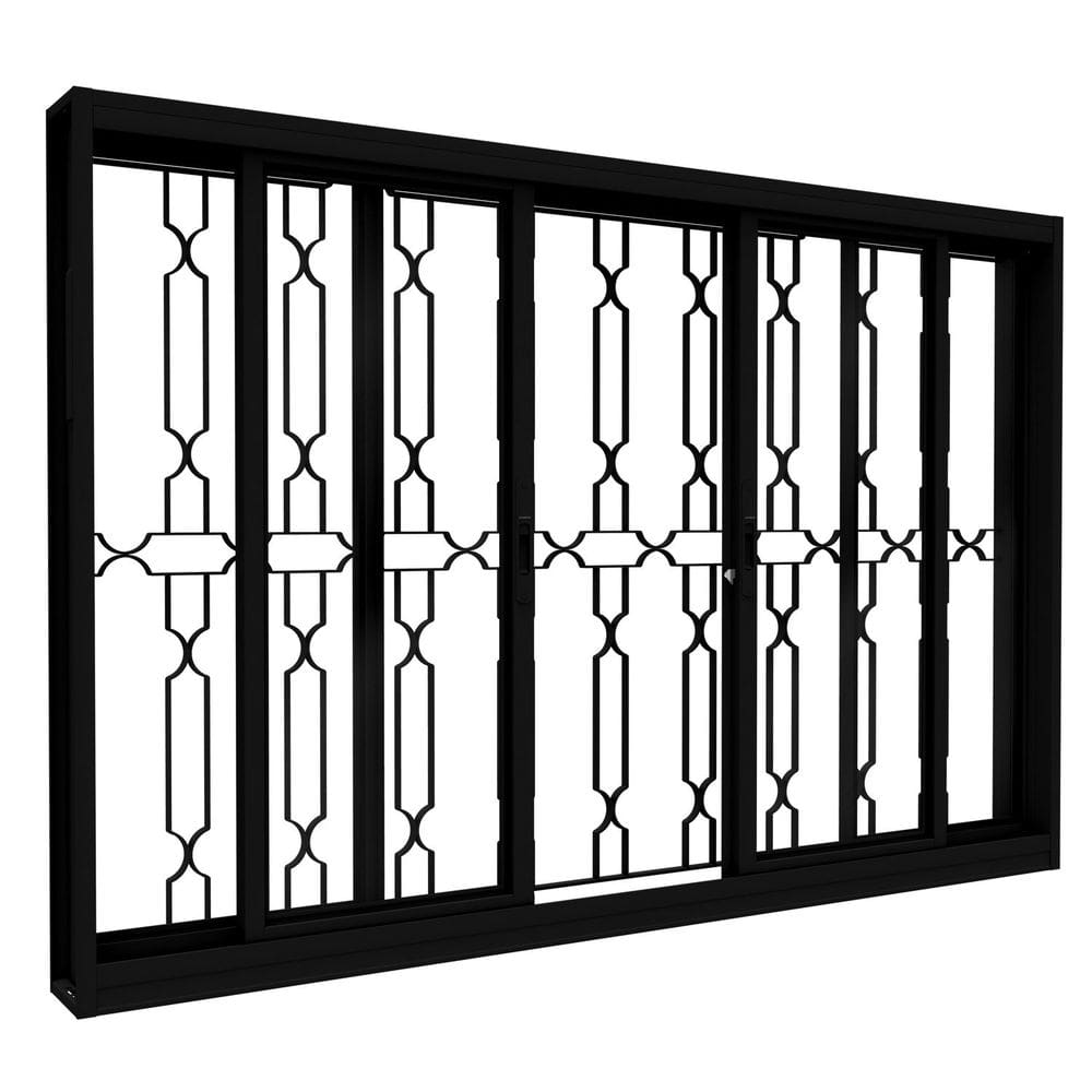 Janela de Aço de Correr Central 100x200cm Lucasa Facilita Preto