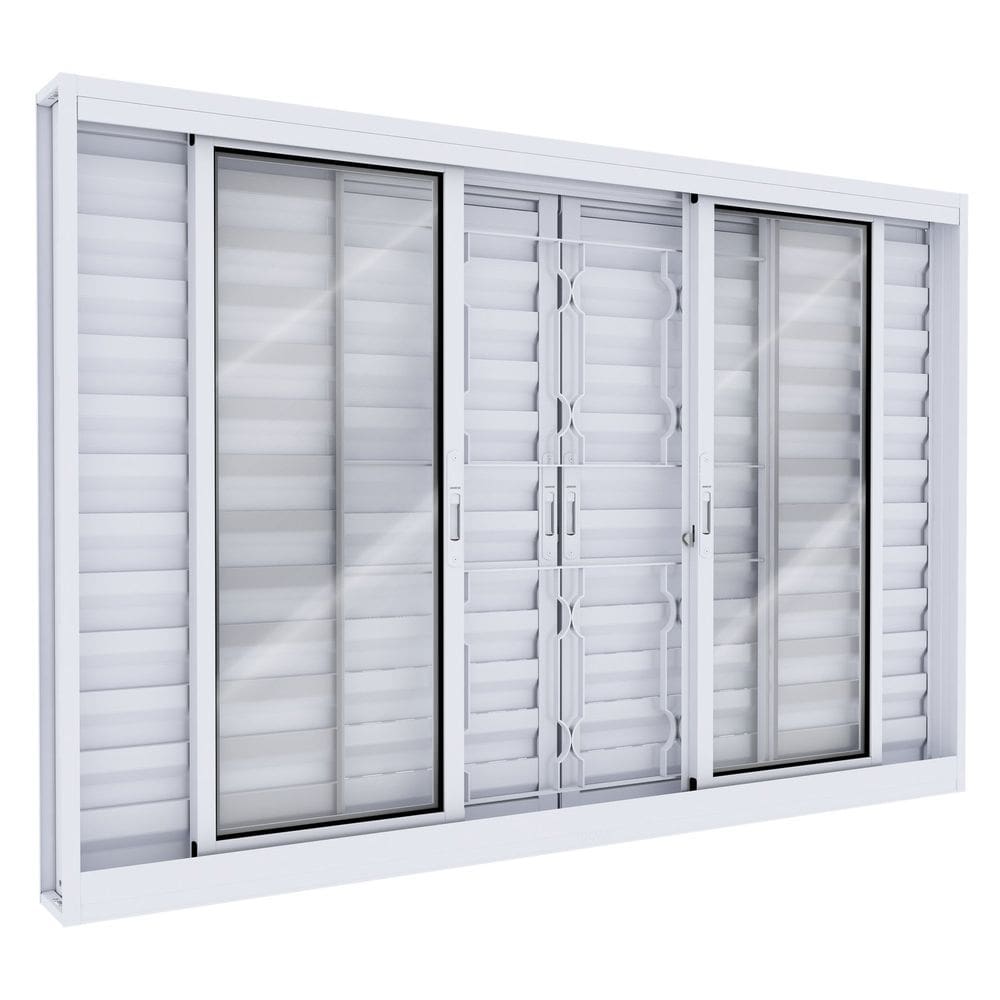 Janela de Aço Veneziana 100x200 cm Lucasa Facilita Branco