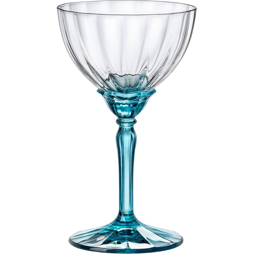 JOGO 6 TAÇAS COQUETEL COUPE BORMIOLI ROCCO FLORIAN PÉ AZUL VIDRO 240ml 16x9x9cm