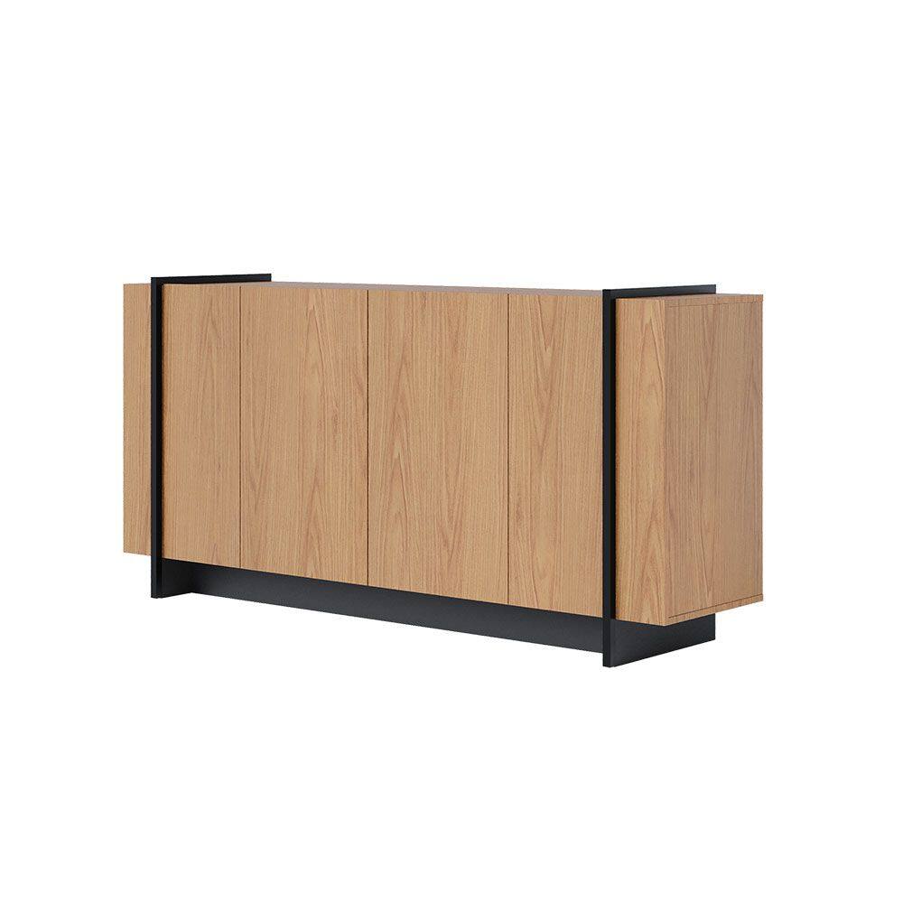 Aparador Buffet 4 Portas Oliwia 160cm Sala Jantar Freijó/Preto Fosco C04 - D`Rossi