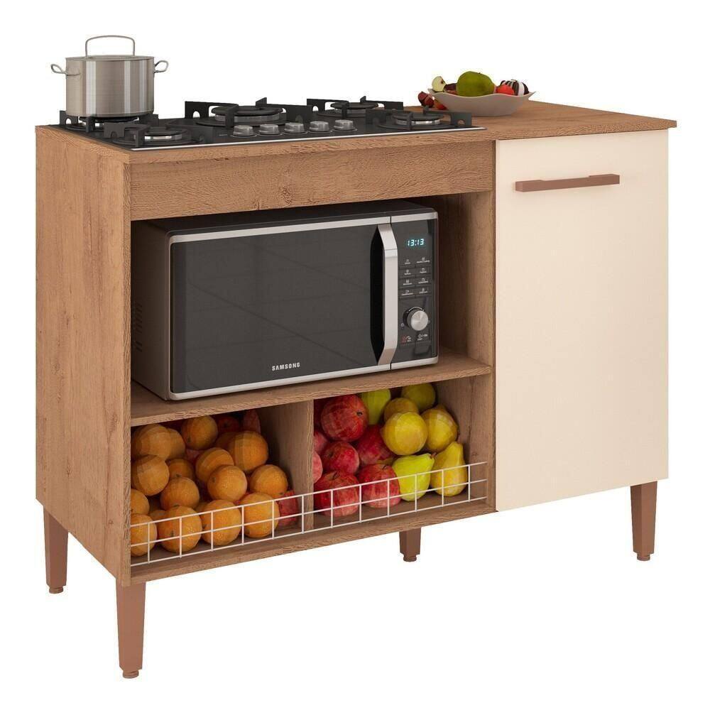 Balcão Cozinha Para Cooktop E Microondas Cr20115 Canelato Rústico Off White