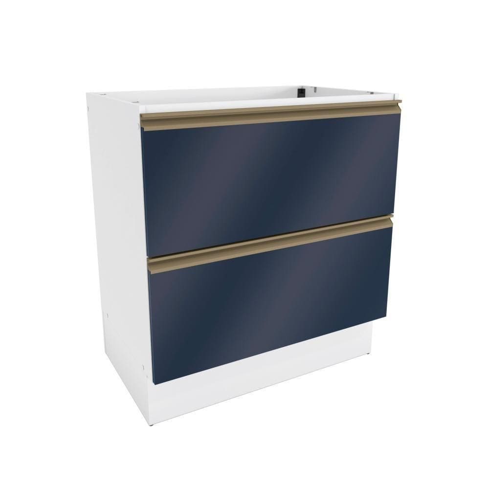 Balcão 2 Gavetas Kappesberg Celeste 100% Mdf Branco-azul Profundo 80cm