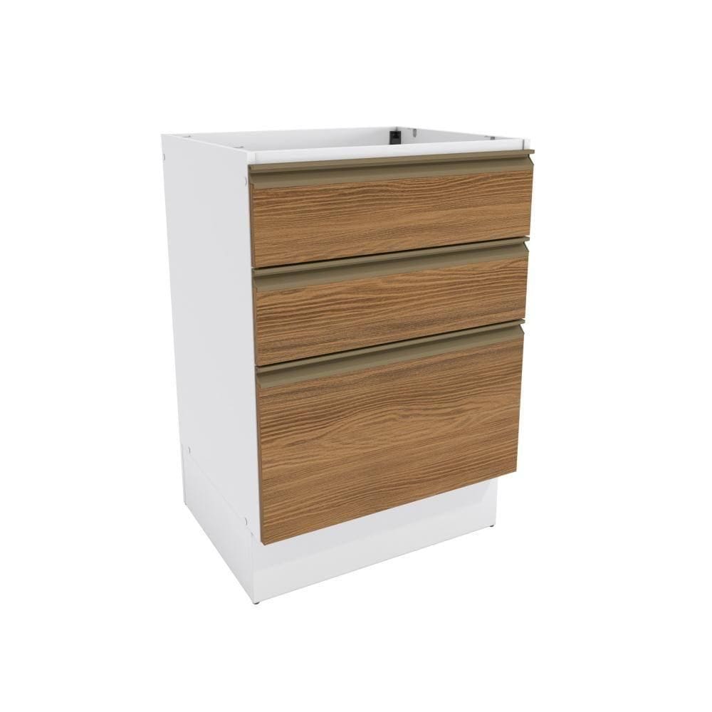 Balcão 3 Gavetas Kappesberg Celeste 100% Mdf Branco-nogueira 60cm