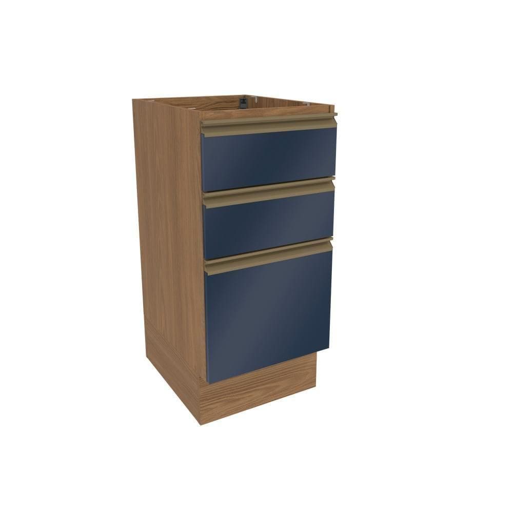 Balcão 3 Gavetas Kappesberg Celeste 100% Mdf Nogueira-azul Profundo 40cm