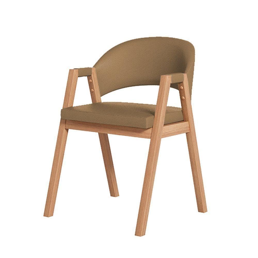 Cadeira De Jantar Antonella Linho Estilo Poltrona - 7 Decor Marrom