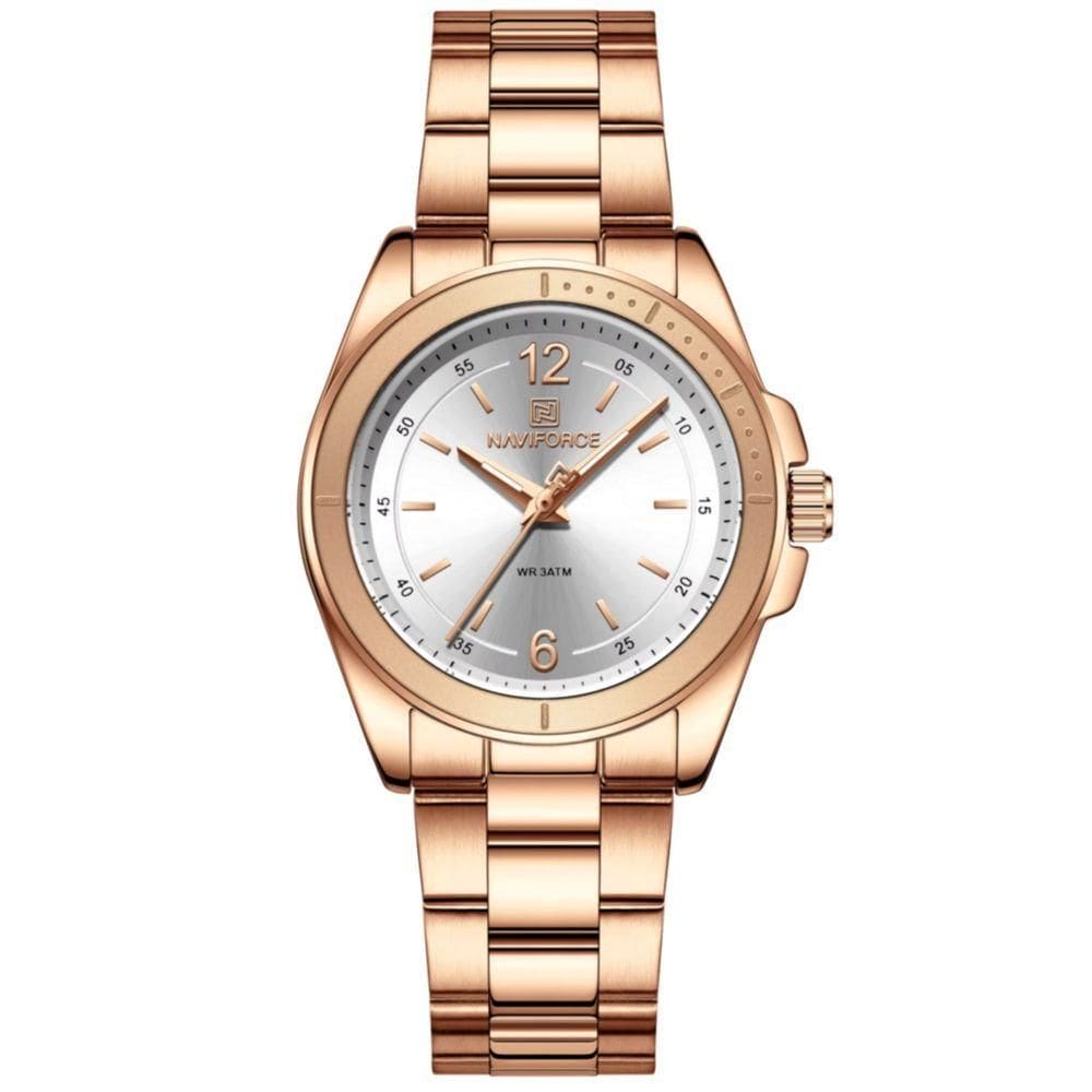 Relógio De Pulso Feminino Em Aço Inoxidavel Confortável Design Elegante à Prova D´agua Branco