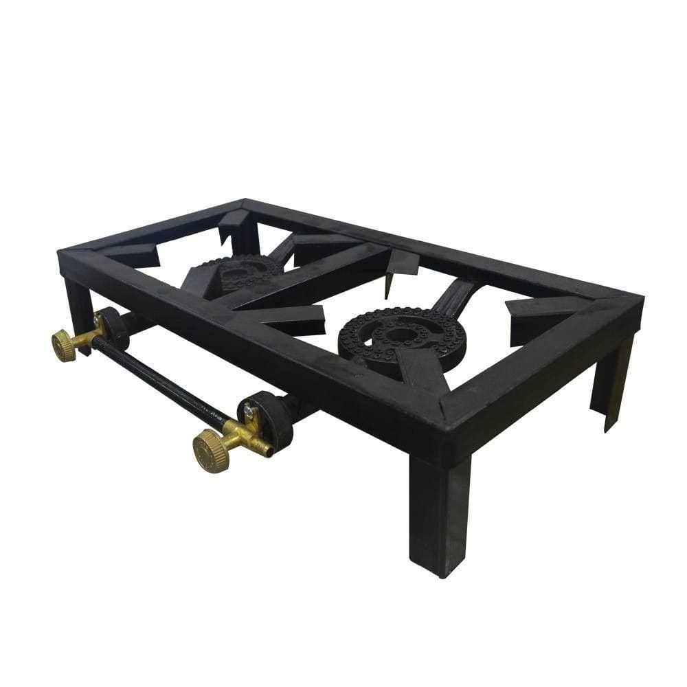 Fogao Semi Industrial Alta Pressao 2 Bocas Fogareiro A Gas Glp Com Queimador Em Ferro Fundido Portatil