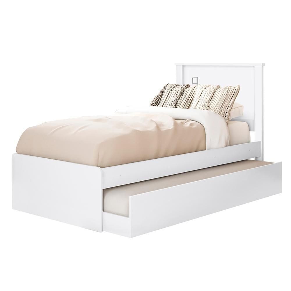 Cama Solteiro Com Auxiliar Barcelona Henn Branco Preto
