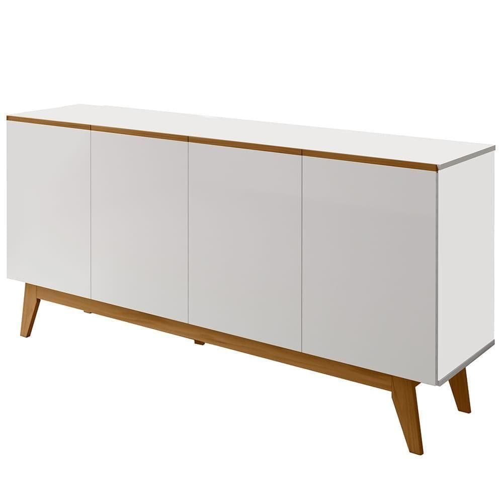 Balcao Buffet Ares 4 Portas 161 Cm Henn Branco Nature