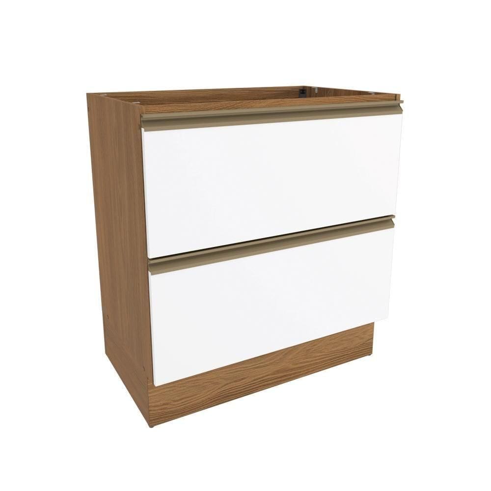 Balcão 2 Gavetas Kappesberg Celeste 100% Mdf Nogueira/branco 80cm