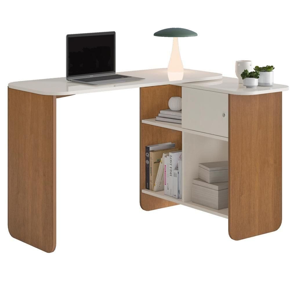Mesa Escrivaninha Giratoria 3 Em 1 Cinamomo Off White Arly