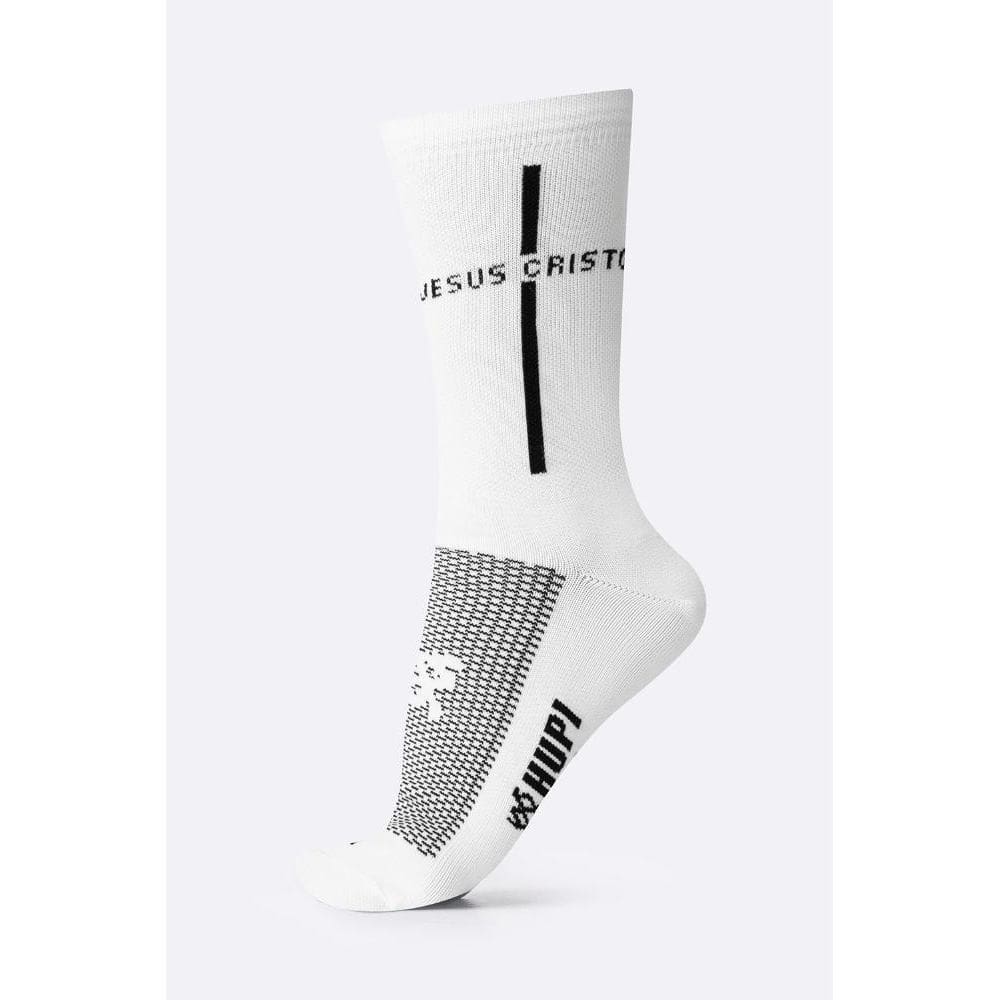 Meia HUPI Jesus Cristo Branco/Preto - LT para pés menores 34-38