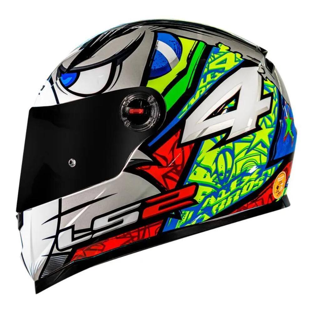 Capacete LS2 FF358 Classic Alex Barros Prata Mais Viseira Fumê