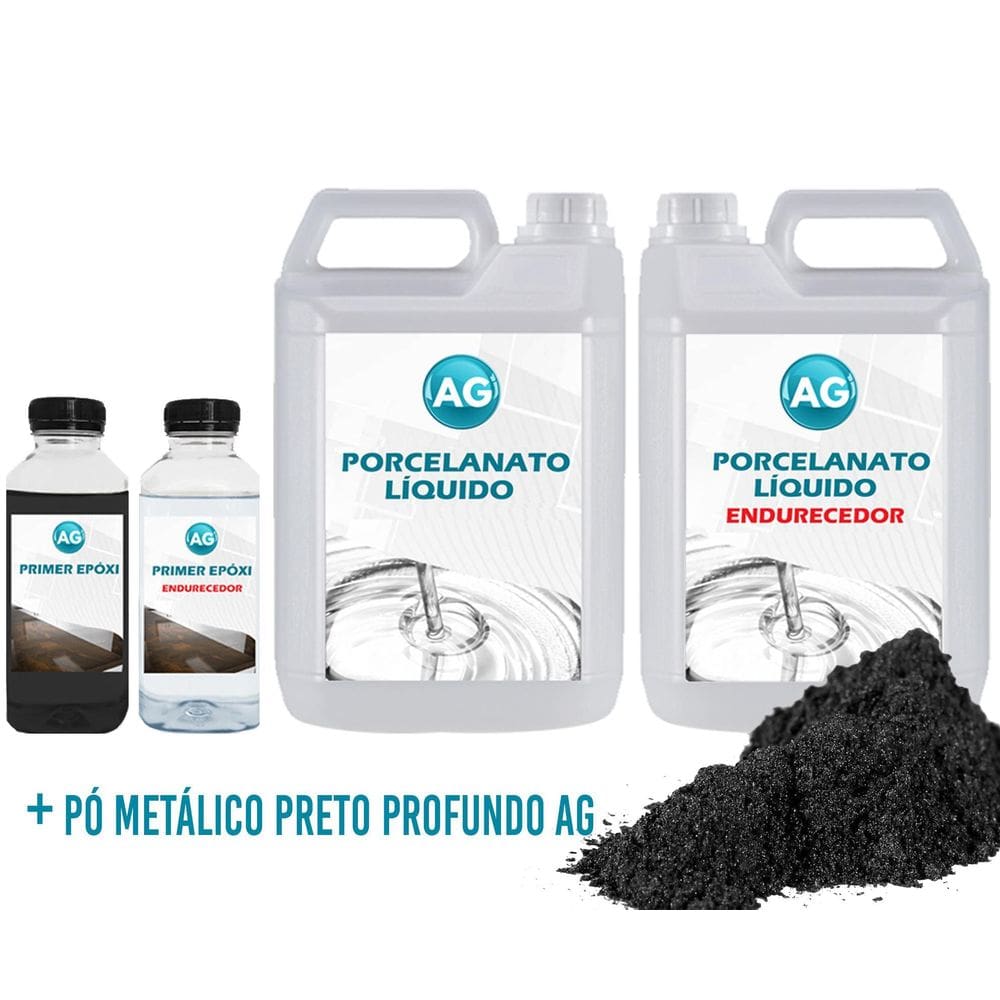 Kit Porcelanato Líquido Metálico Preto Profundo Ag Por M