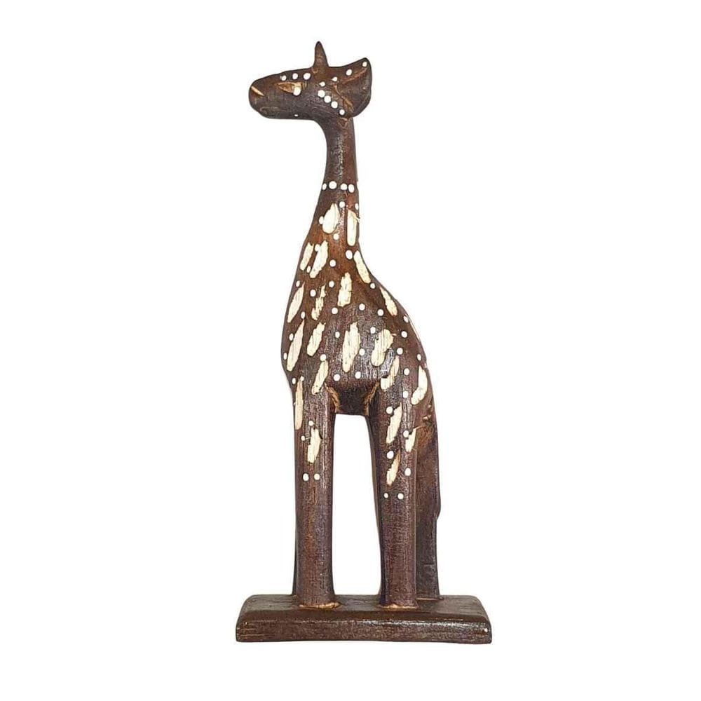 Girafa Entalhada De Madeira Balsa 15Cm