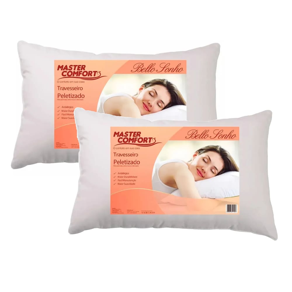 Kit 2 Travesseiros Fibra Peletizado 70X50cm Bello Sonho