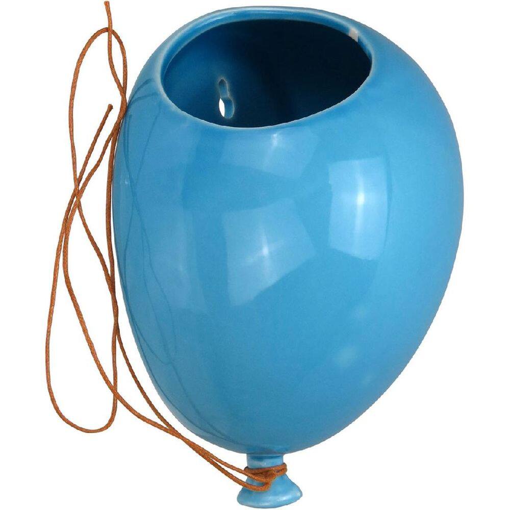 VASO DE PAREDE DECORATIVO CACHEPÔ BALÃO HOME&CO CERÂMICA 11x15x20cm AZUL