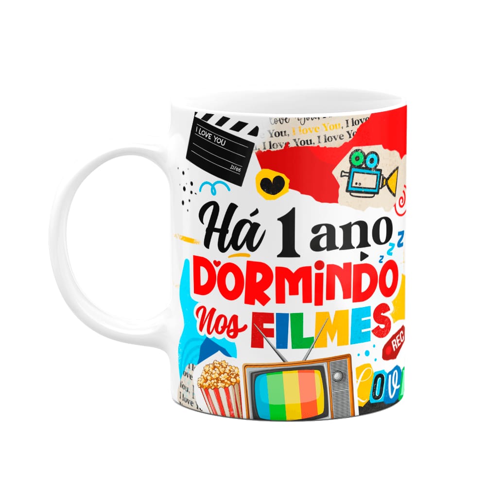 Caneca Namorados - Há um ano dormindo nos filmes