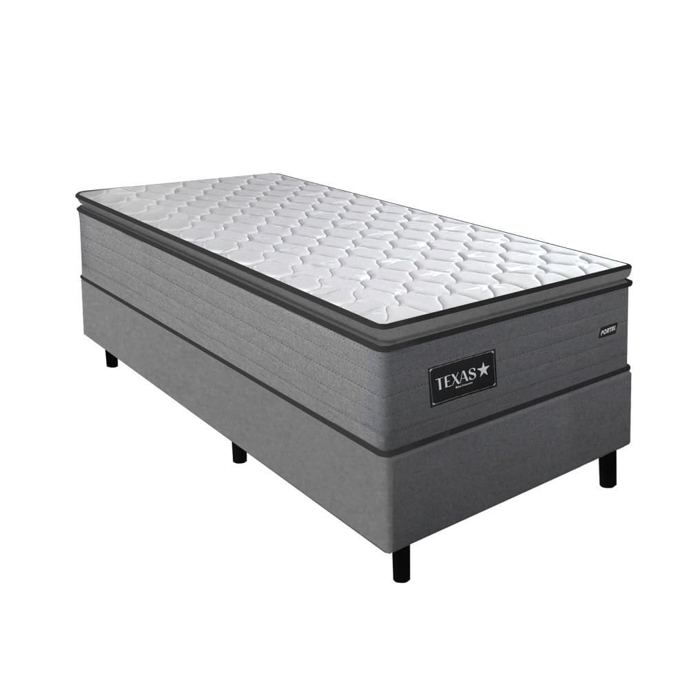 Cama Box Solteiro Molas Ensacadas Espuma D28 Gazin Texas 88x188x56cm Suede Linho Grafite