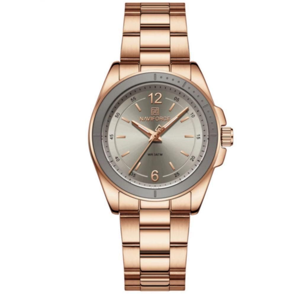 Relógio De Pulso Feminino Em Aço Inoxidavel Confortável Design Elegante à Prova D´agua Dourado Rose Cinza