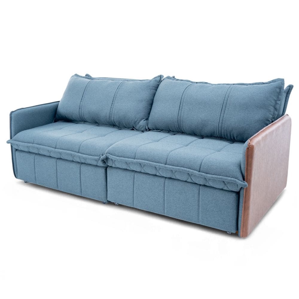 Sofá Cama Casal 2 Lugares 2,50m Domani Linho Azul - Loja Sheep