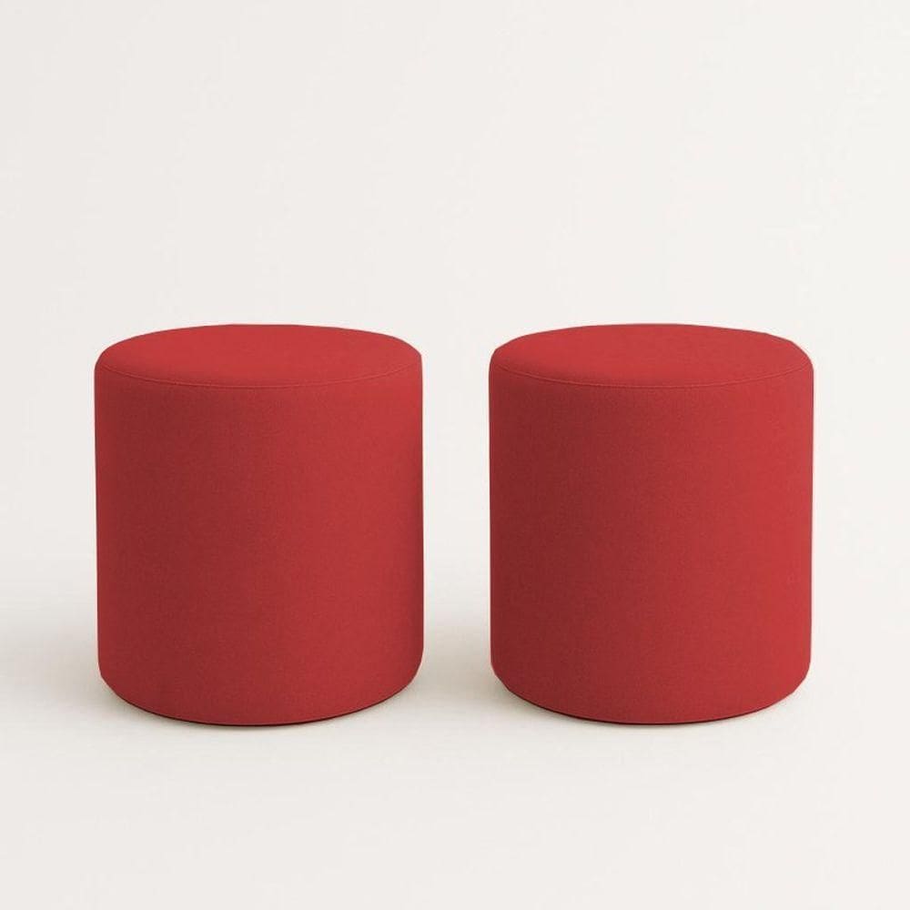 Kit 2 Puffs Beca Cilindro Boucle Live - 7 Decor Vermelho